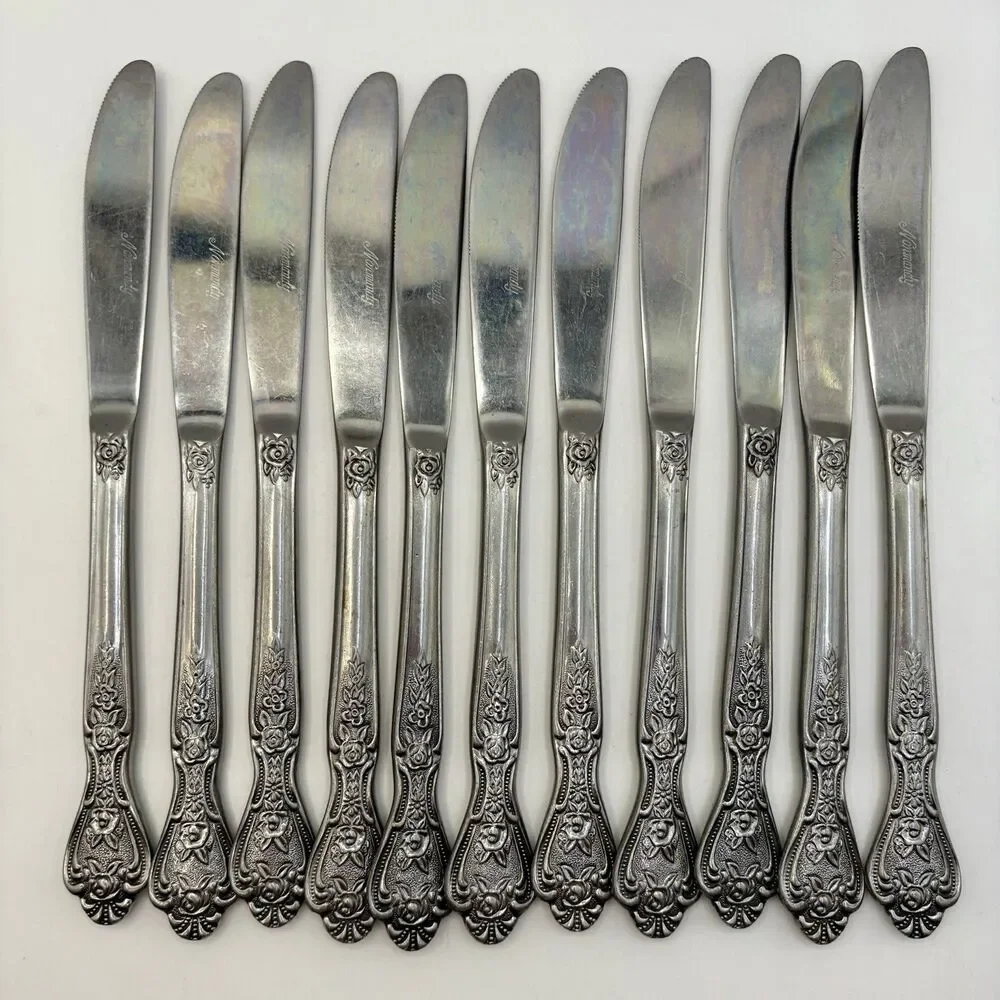 Vintage 1847 Roger Bros Silver-plate Dinner Knives Normandy Pattern Set of 11